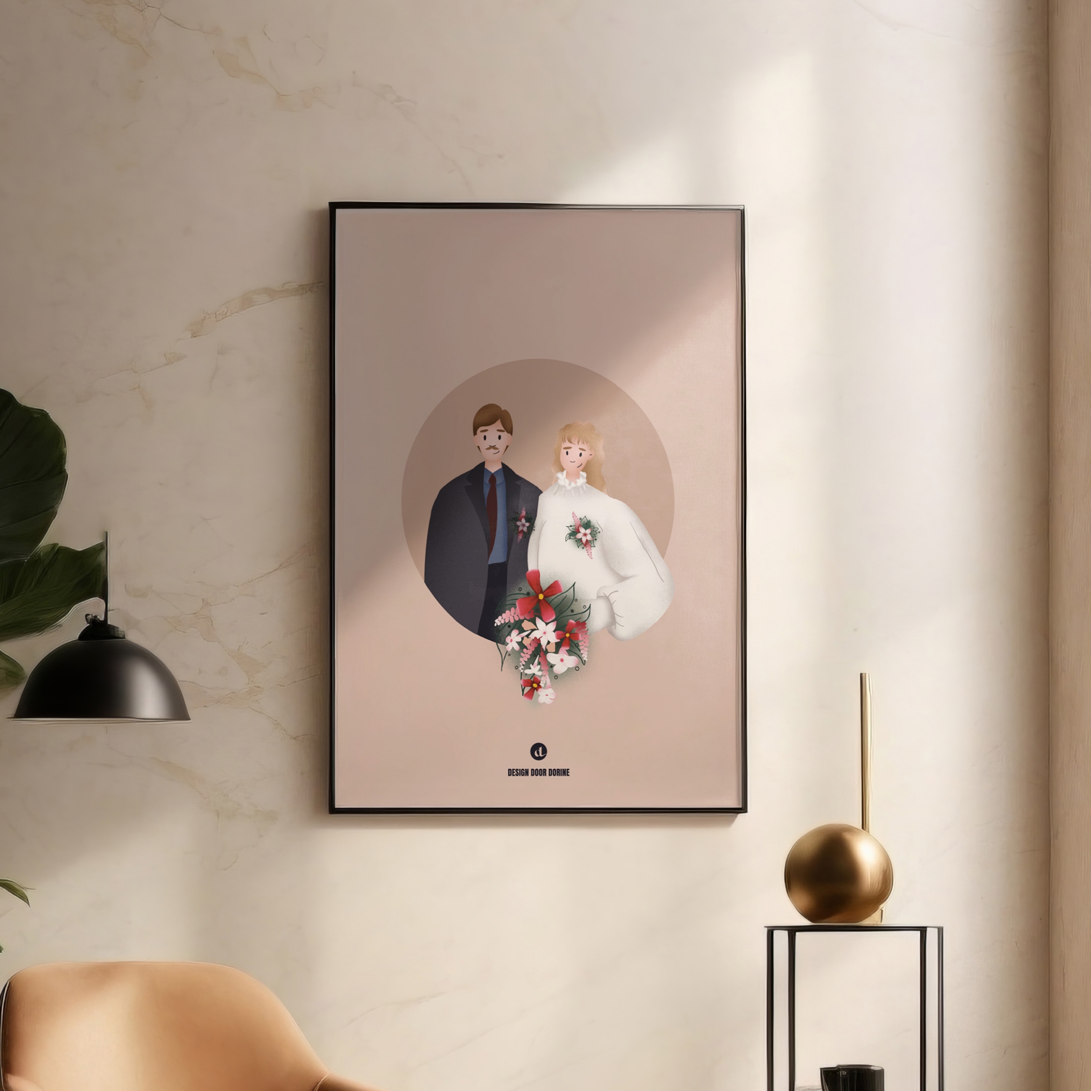 Gepersonaliseerde illustratie koppel jubileum